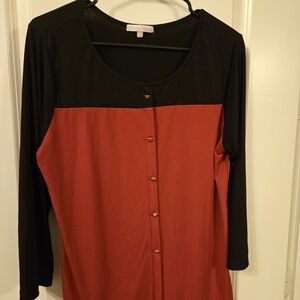 Cato Black and Red Faux Button-Down Shirt